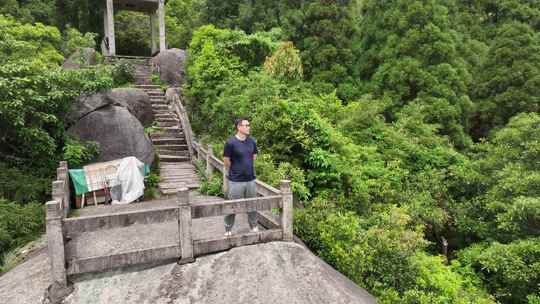 航拍福建宁德福鼎太姥山海上仙山风光