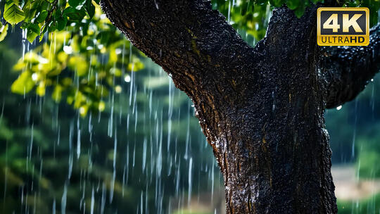 风景雨景花中雨景田园风景唯美视频素材3