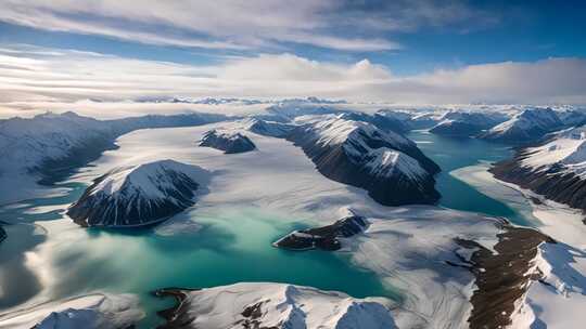 雪山湖泊高空全景