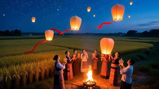 放飞孔明灯手工艺品许愿灯祈福4K