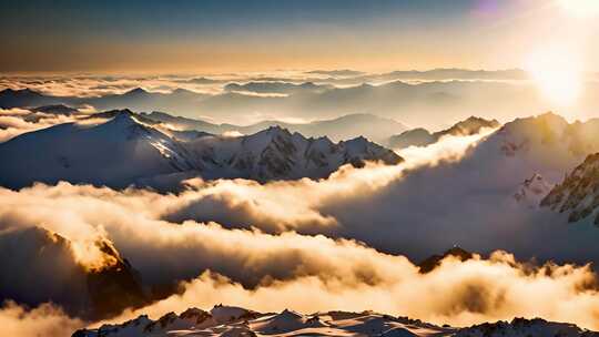 冬季雪山日出云海延时