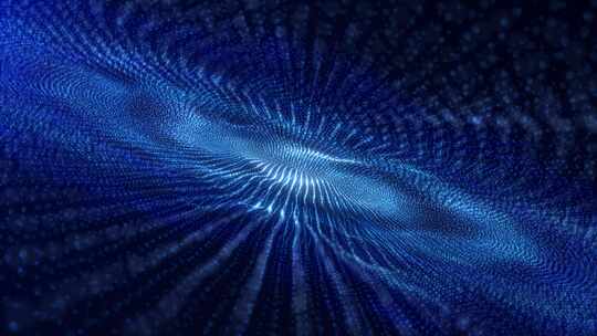 波浪形状粒子的抽象背景，数字蓝波。无缝循