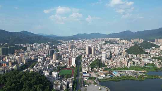 航拍广东云浮建设云浮大景