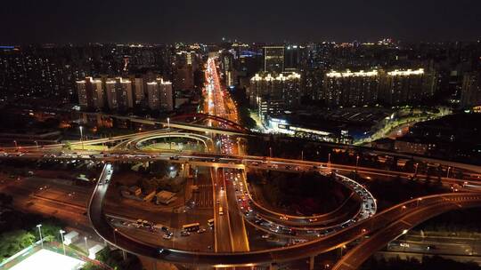 上海浦西漕溪北路夜景视频素材模板下载