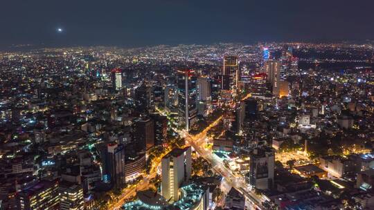 航拍城市上空夜景延时视频素材模板下载