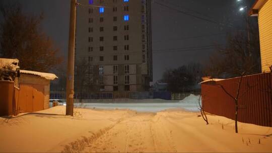 雪夜街4k视频视频素材模板下载