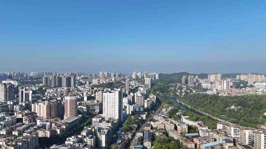 航拍四川自贡大景自贡城市建设