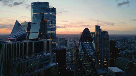 伦敦城市黄昏航拍视频素材模板下载