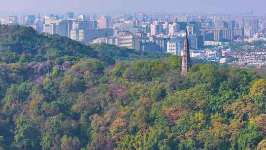 浙江杭州西湖景区孤山公园宝石山保俶塔航拍