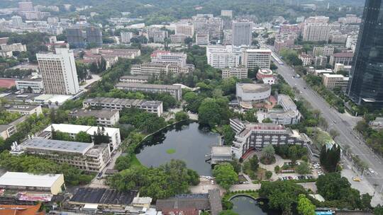 航拍福建福州大学校园环境