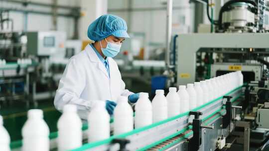 工厂工人操作流水线生产