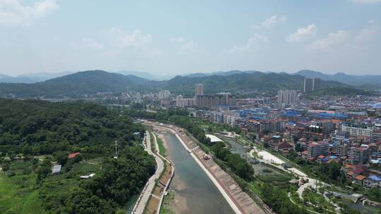 航拍湖北南漳县城市建设