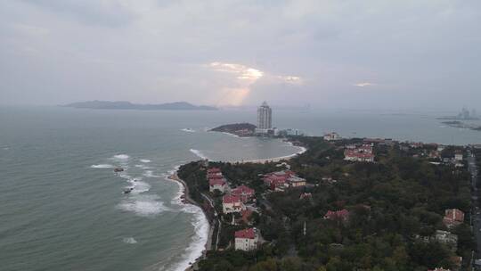 航拍大海沙滩海岸线