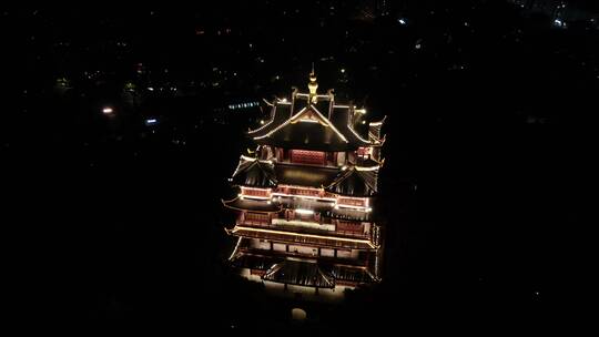 航拍杭州城隍阁夜景