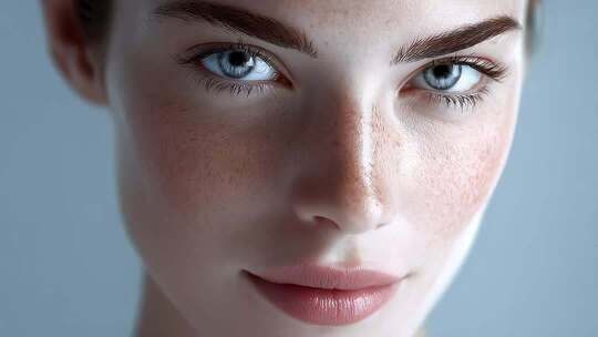 迷人雀斑女孩的精致特写镜头