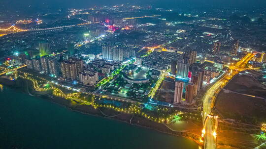 贵港港南夜景航拍视频素材模板下载