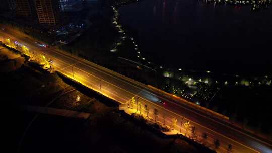 成都天府之眼怡心湖夜景蔚蓝卡地亚航拍