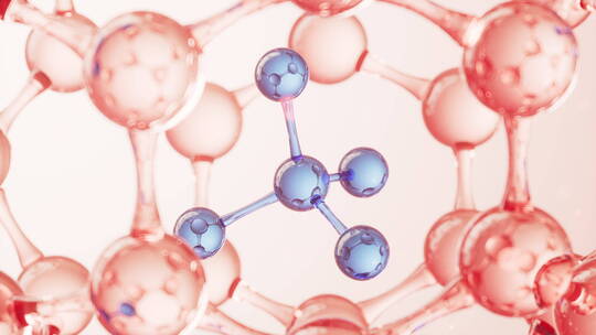 蓝色的微观分子结构3D渲染