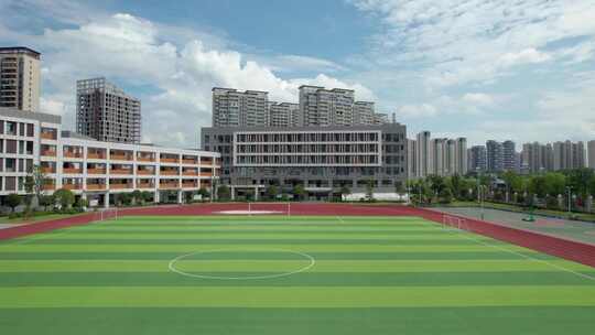 湖南衡阳市高新成章实验学校校园足球场航拍