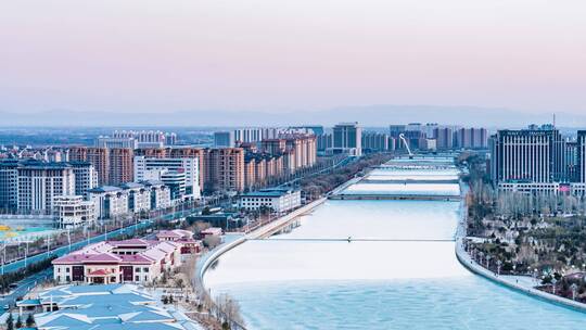 中国内蒙古呼和浩特城市风光日转夜延时摄影