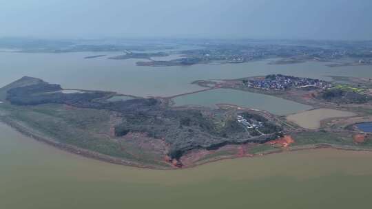 九江市都昌县周溪镇鄱阳湖湿地航拍自然风光