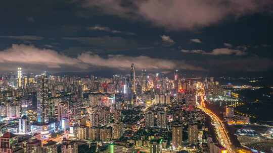 深圳城市夜景航拍延时4k