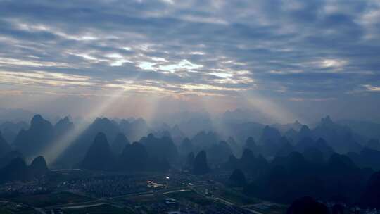 桂林山水阳朔风光中国航拍