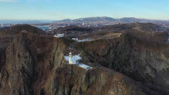 日本北海道室兰地球岬悬崖灯塔海岸线