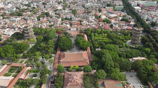 福建泉州古城开元寺航拍