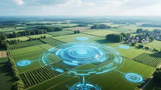 田野上空科技感光影特效