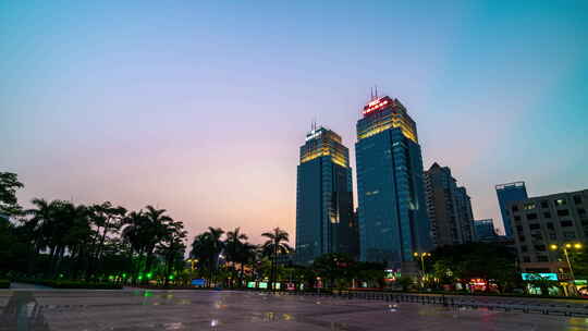 【4K超清】惠州双子星大楼日转夜大范围