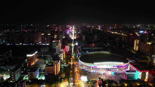 河北石家庄城市夜景灯光航拍