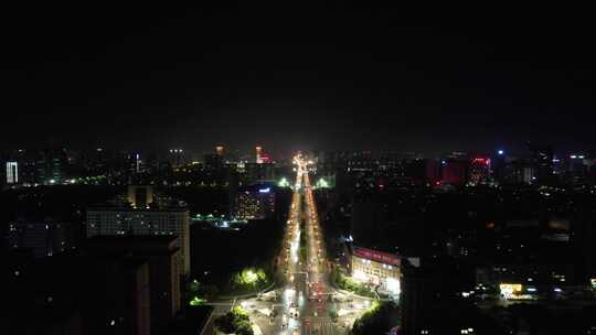 城市夜景交通高架桥夜景车辆行驶航拍