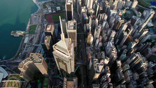 香港航拍城市大景中环广场视频素材模板下载