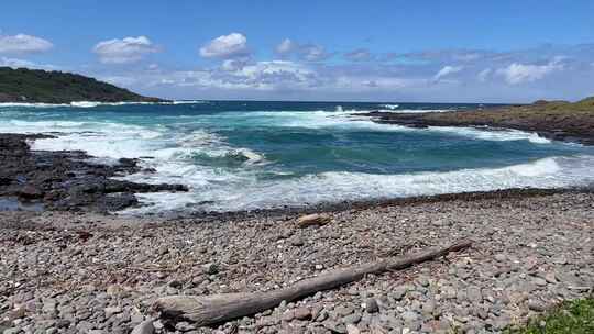 澳洲shellharbour，海滩和海浪