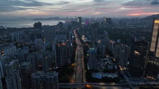 深圳滨河大道航拍开车上下班4k视频素材模板下载
