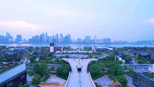 航拍杭州钱江世纪公园视频视频素材模板下载