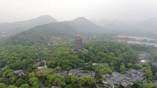 航拍杭州雷峰塔视频素材模板下载