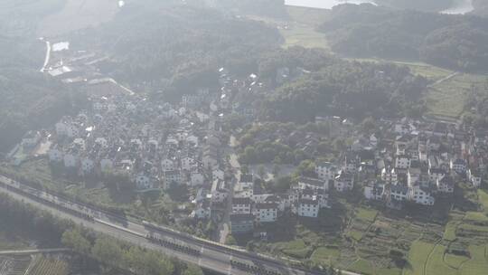 浙江衢州江山清漾文化村景区航拍大景