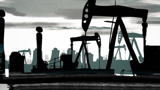 油井污染工厂货物集装箱码头能源剪影动画