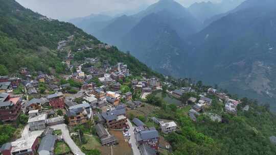 云南怒江大峡谷福贡县老姆登村航拍