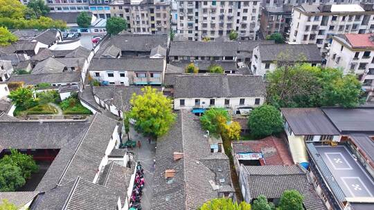 浙江绍兴鲁迅故里祖居航拍旅游景区景点城市