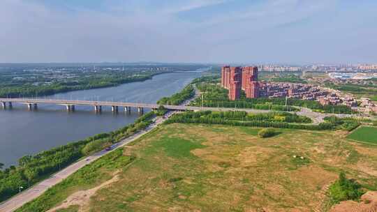 辽宁沈阳浑南区浑河王家湾村建筑用地航拍