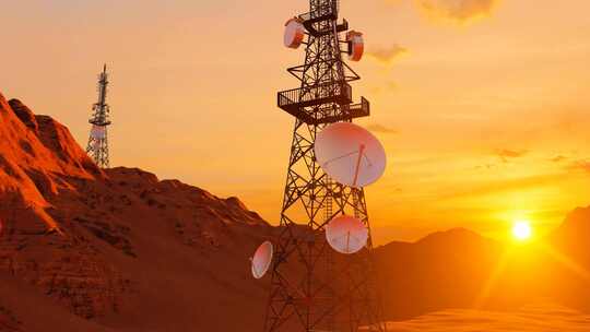 沙漠5g基站信号发射塔视频素材模板下载
