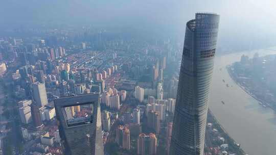 上海陆家嘴航拍上海中心大厦三件套高楼大厦视频素材模板下载