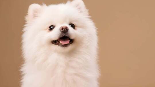 博美可爱小白狗