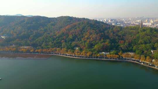 杭州西湖景区宝石山美景航拍视频素材模板下载