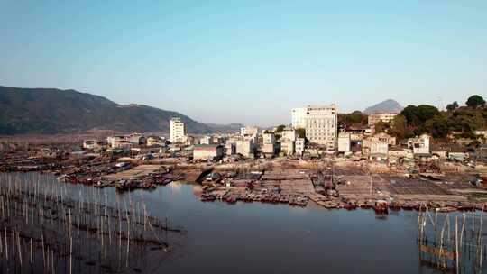 福建霞浦海岛海边滩涂日落晚霞自然风光