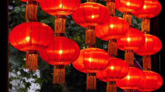 南京夫子庙老门东景区新年氛围中国红灯笼