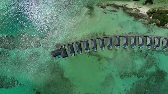 海岛 马尔代夫 水屋 航拍 果冻海